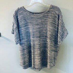 Croft & Barrow Womens Short Sleeve Knit Sweater Blue Size Large